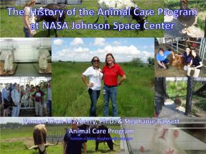 The History of the Animal Care Program at NASA Johnson Space