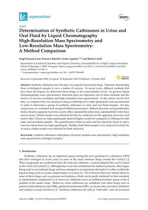 Determination of Synthetic Cathinones in Urine and Oral Fluid by Liquid