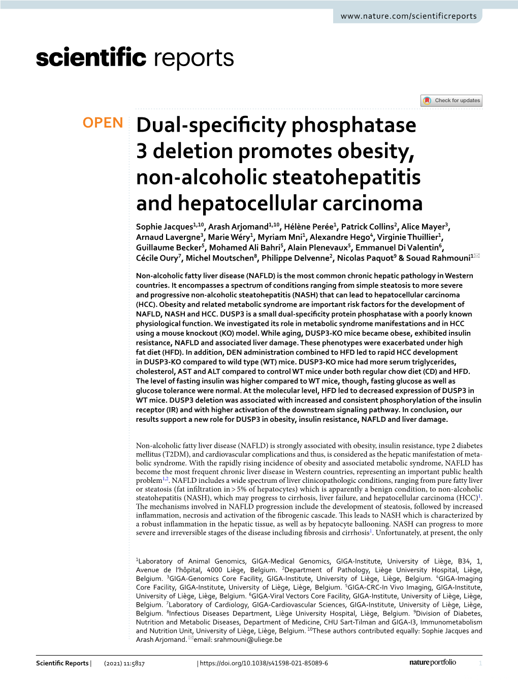 Dual-Specificity Phosphatase 3 Deletion Promotes Obesity, Non