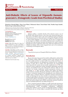 Fenugreek): Leads from Preclinical Studies