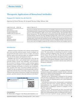 Therapeutic Applications of Monoclonal Antibodies