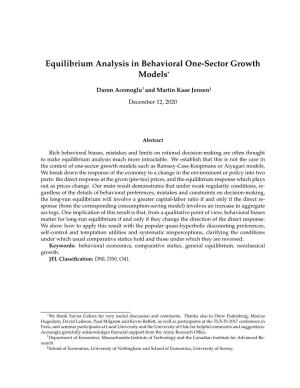 Equilibrium Analysis in the Behavioral Neoclassical Growth Model