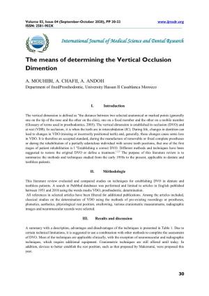 The Means of Determining the Vertical Occlusion Dimention