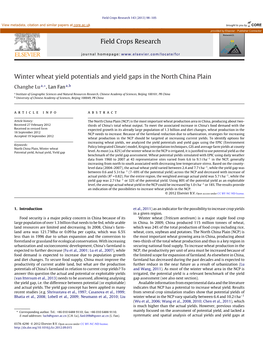 Winter Wheat Yield Potentials and Yield Gaps in the North China Plain