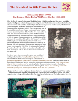 Ken Avery (1925-1997) Gardener at Eloise Butler Wildflower Garden 1959 -1986