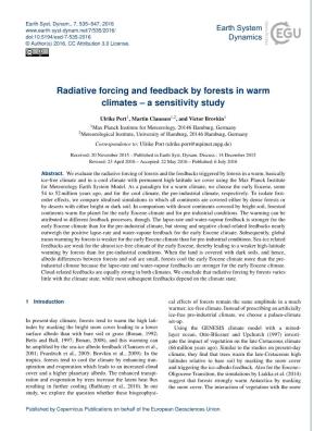 Radiative Forcing and Feedback by Forests in Warm Climates – a Sensitivity Study