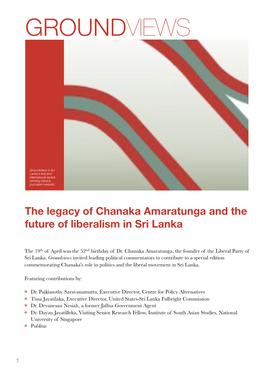In Memoriam Dr. Chanaka Amaratunga