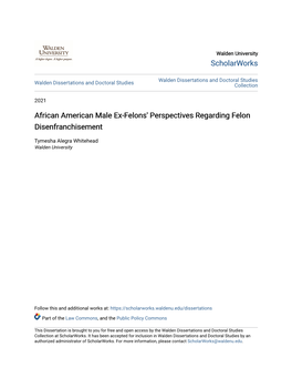 African American Male Ex-Felons' Perspectives Regarding Felon Disenfranchisement