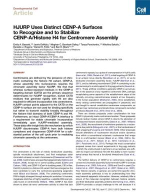 HJURP Uses Distinct CENP-A Surfaces to Recognize and to Stabilize CENP-A/Histone H4 for Centromere Assembly