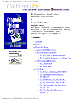 The Vanguard of the Islamic Revolution: the Jama'at-I Islami of Pakistan