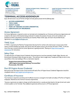 Vendor Terminal Access Addendum