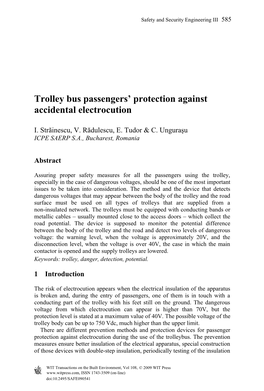 Trolley Bus Passengers' Protection Against Accidental Electrocution