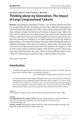 The Impact of Large Congressional Cohorts