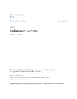 Reflections on Lawrence Lawrence University