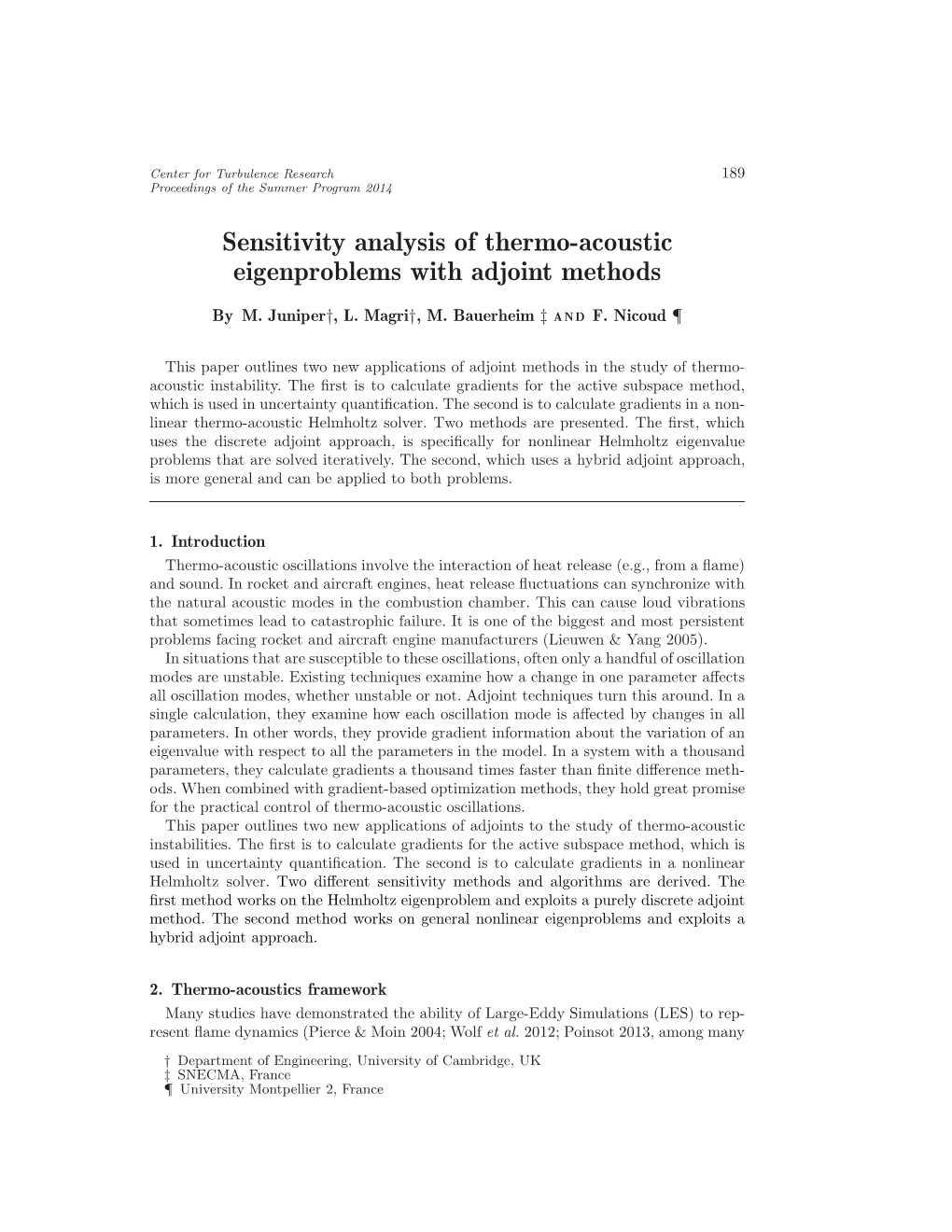 Sensitivity Analysis of Thermo-Acoustic Eigenproblems with Adjoint Methods