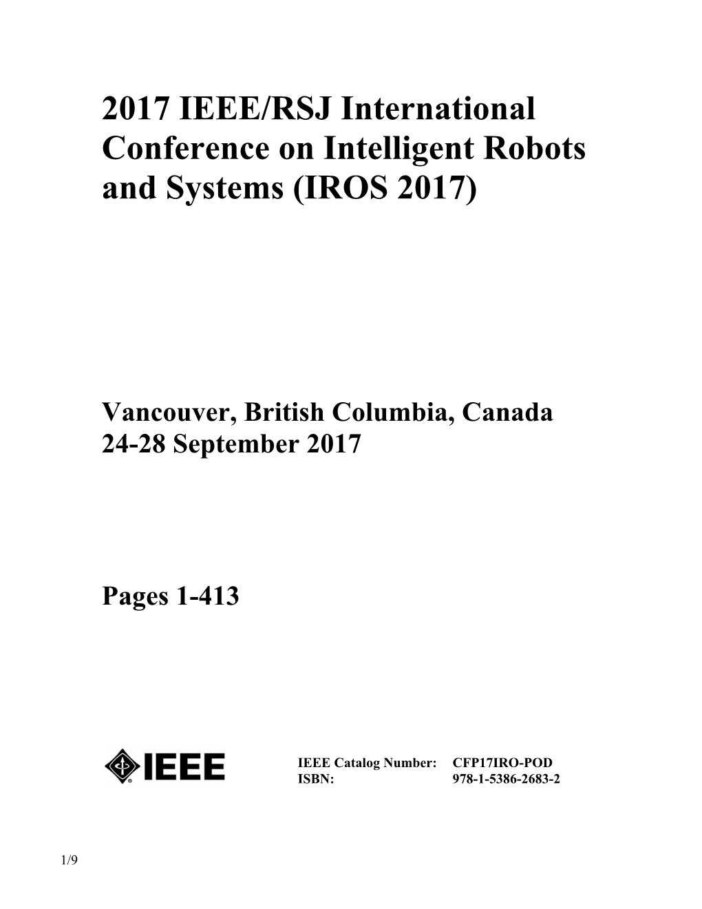 2017 IEEE/RSJ International Conference on Intelligent Robots and Systems (IROS 2017)