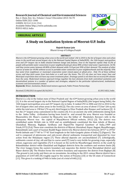 A Study on Sanitation System of Meerut-U.P. India