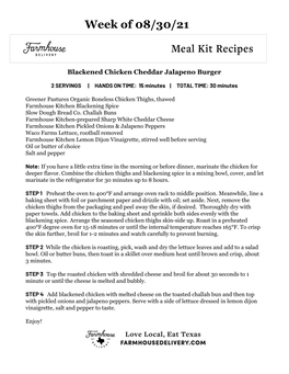 To Download the Cooking Instructions for Week 08/30/21