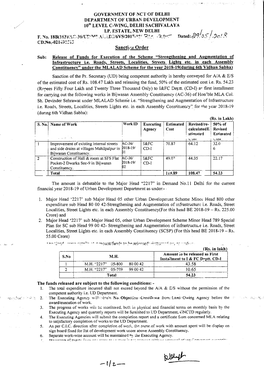 GOVERNMENT of NCT of DELHI DEPARTMENT of URBAN DEVELOPMENT 10Th LEVEL C-WING, DELHI SACHIVALAYA I.P