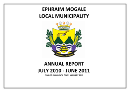 Greater Marble Hall Municipality for the Year Ended 30 June 2011