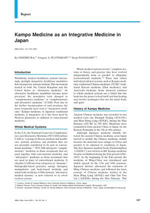 Kampo Medicine As an Integrative Medicine in Japan