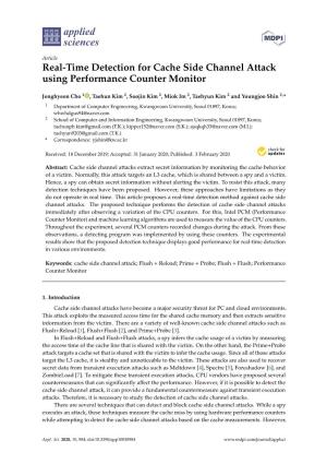 Real-Time Detection for Cache Side Channel Attack Using Performance Counter Monitor