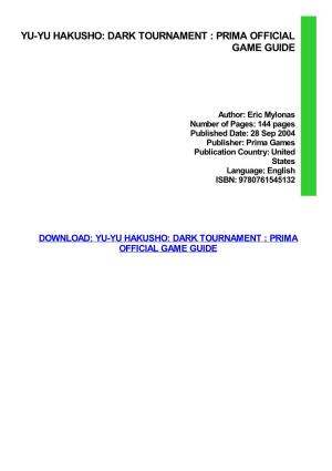 {Download PDF} Yu-Yu Hakusho: Dark Tournament