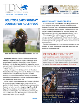 Iquitos Leads Sunday Double for Adlerflug