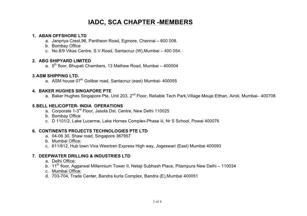 Iadc, Sca Chapter -Members