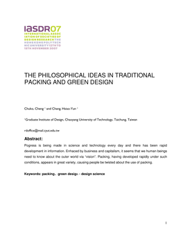 The Philosophical Ideas in Traditional Packing and Green Design