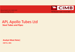 APL Apollo Tubes Ltd Steel Tubes and Pipes