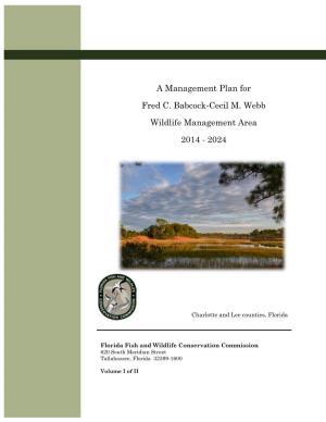 A Management Plan for Fred C. Babcock-Cecil M