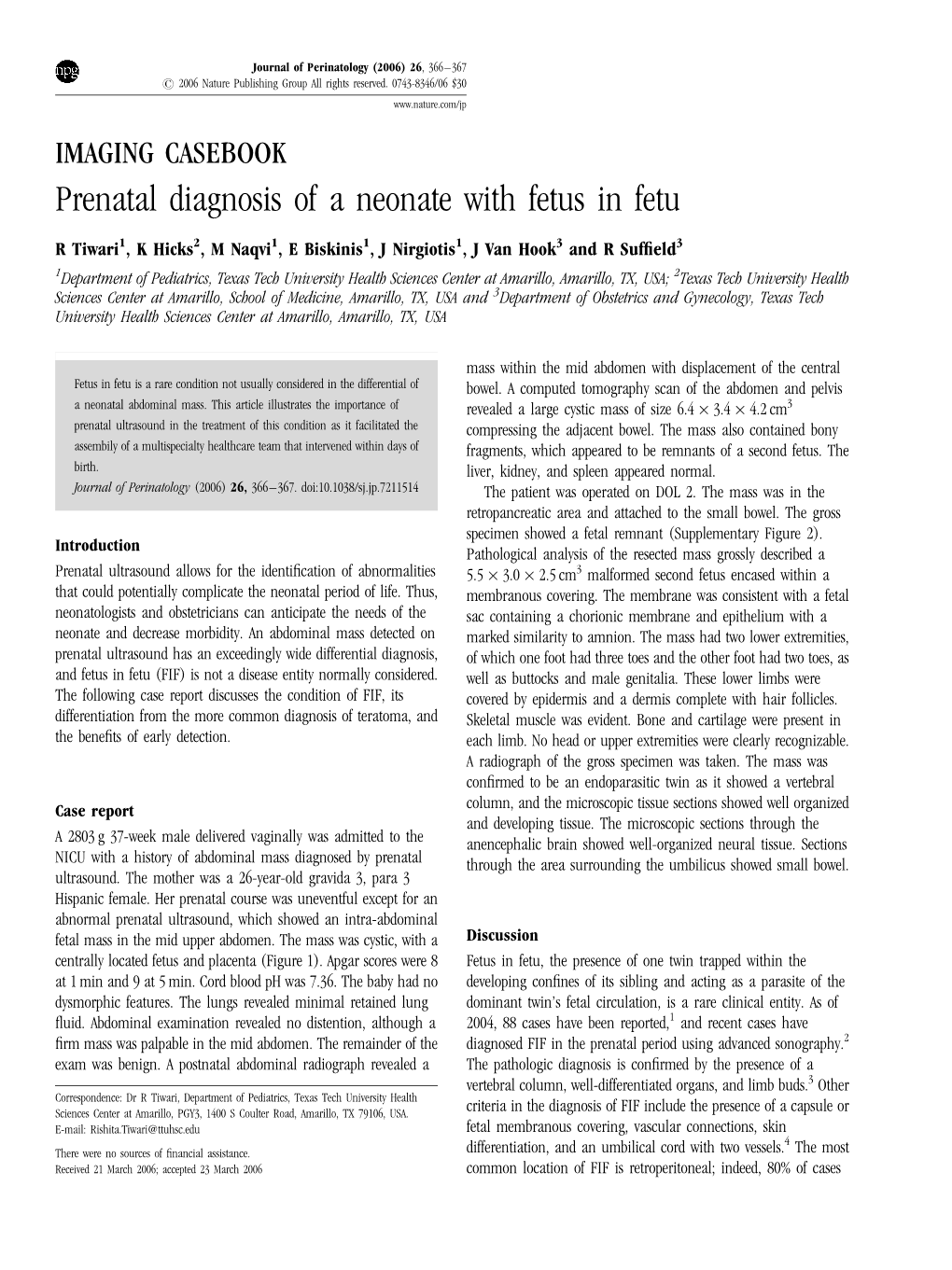 Prenatal Diagnosis of a Neonate with Fetus in Fetu