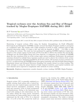 Tropical Cyclones Over the Arabian Sea and Bay of Bengal Tracked by Megha-Tropiques SAPHIR During 2011–2018