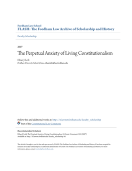 The Perpetual Anxiety of Living Constitutionalism, 24 Const