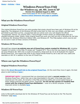 Windows Powertoys FAQ