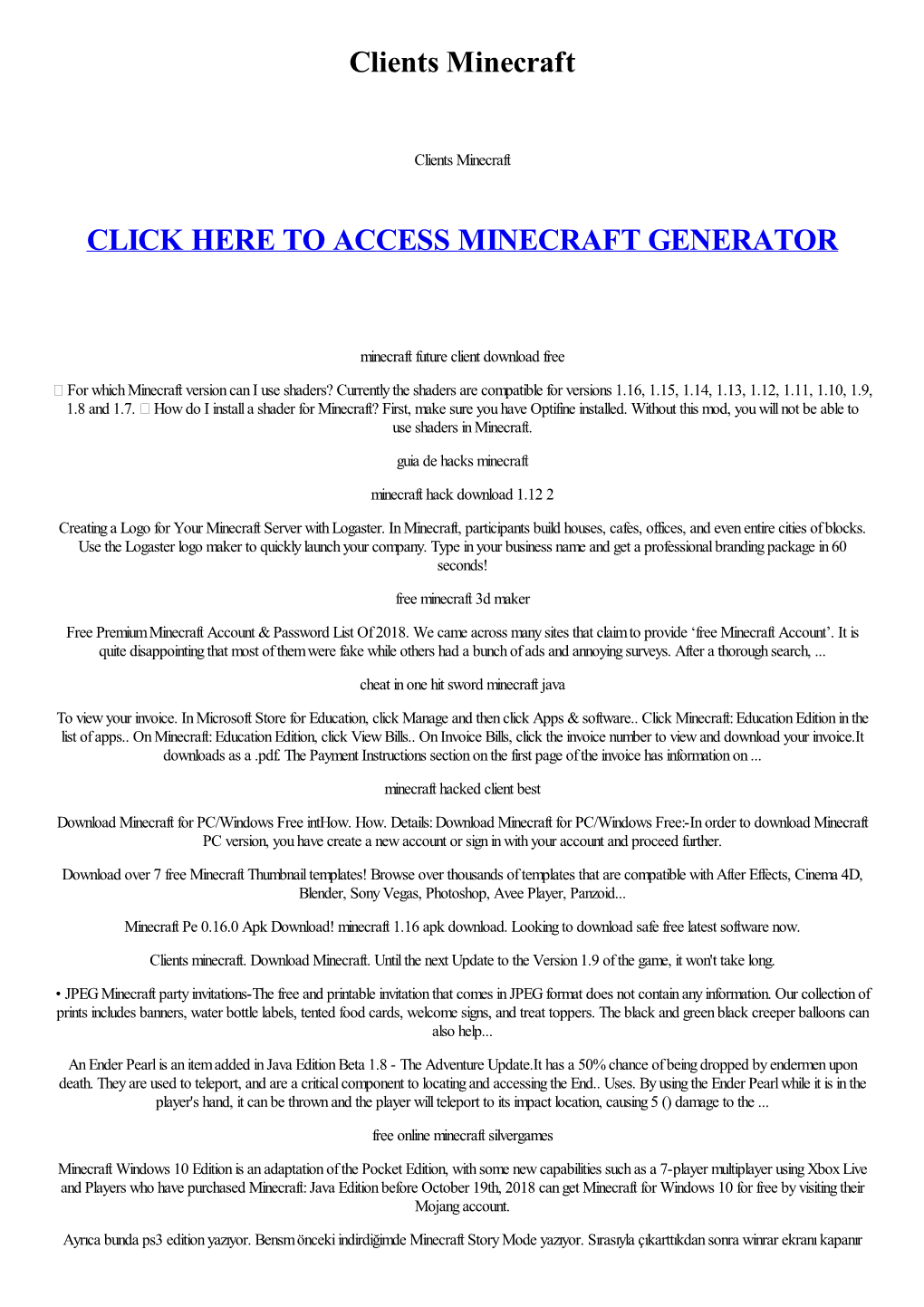 Clients Minecraft