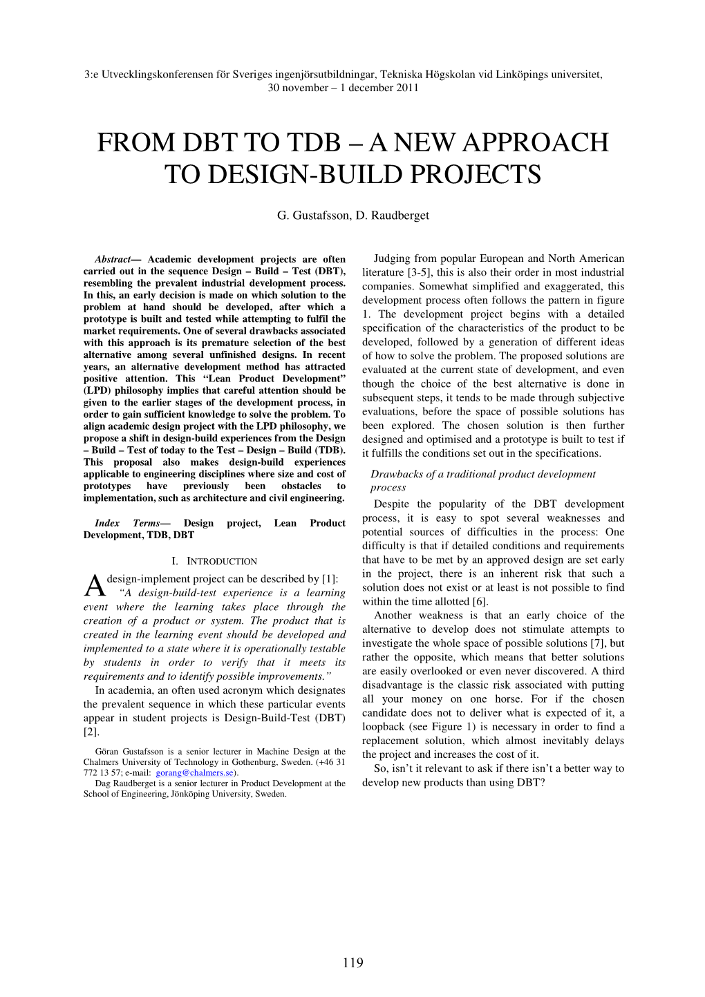 From Dbt to Tdb – a New Approach to Design-Build Projects