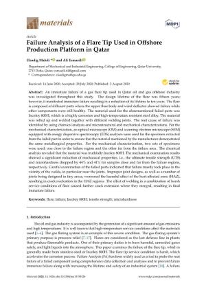 Failure Analysis of a Flare Tip Used in Offshore Production Platform in Qatar