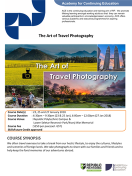 COURSE SYNOPSIS the Art of Travel Photography