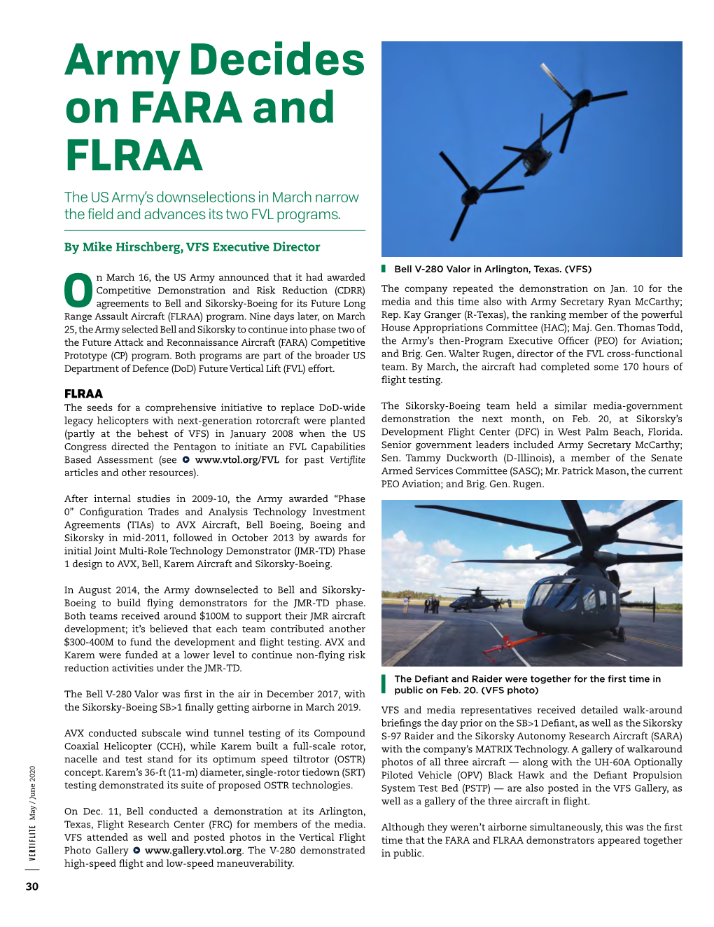 Army Decides on FARA and FLRAA the US Army’S Downselections in March Narrow the Field and Advances Its Two FVL Programs
