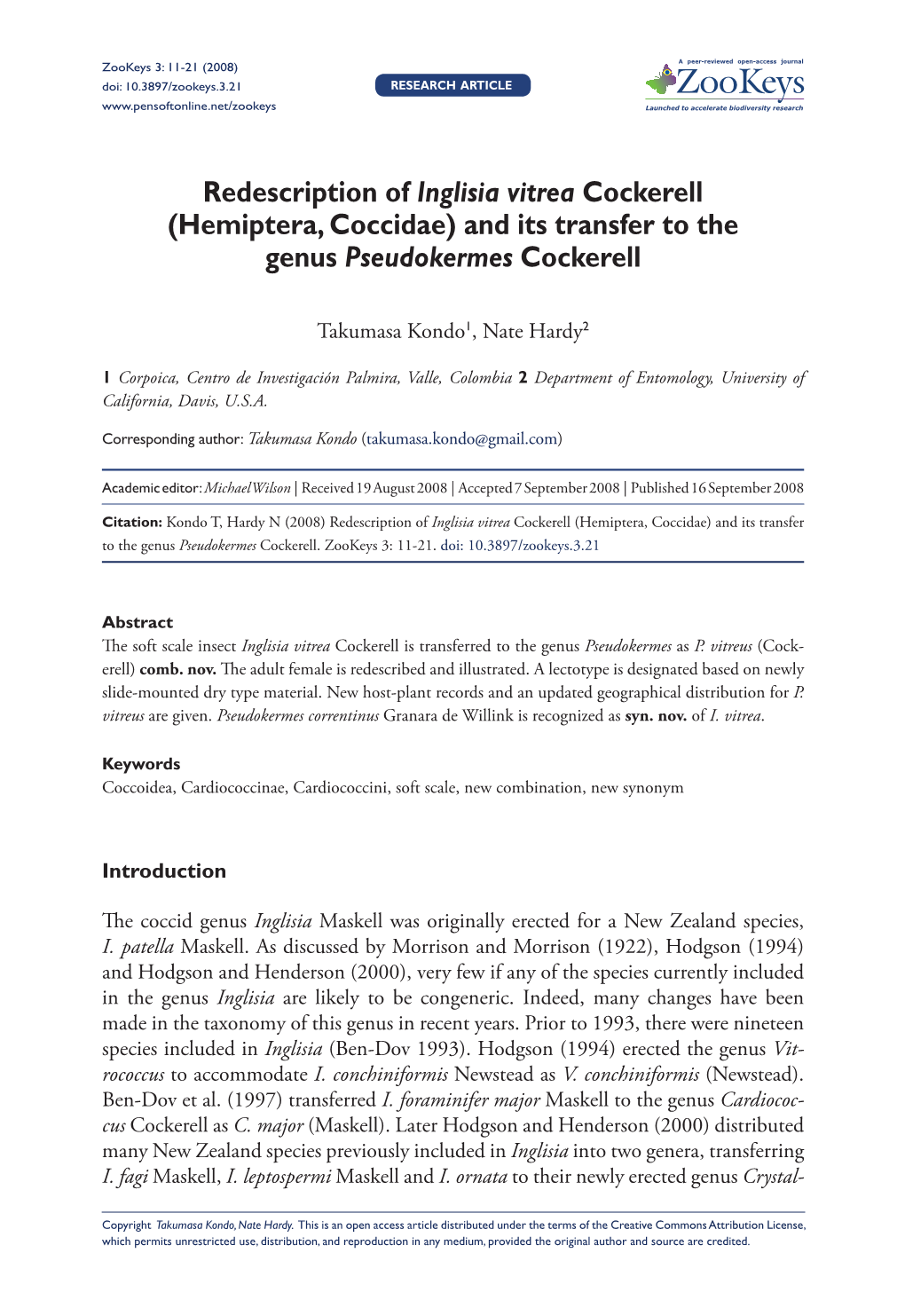 Hemiptera, Coccidae) and Its Transfer to the Genus Pseudokermes Cockerell