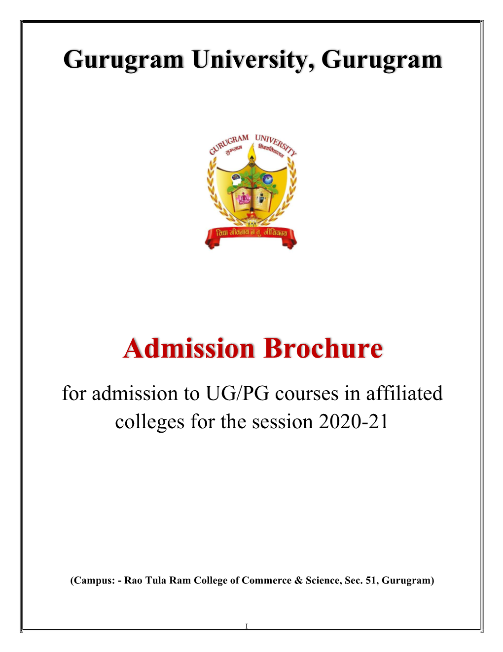 Admission Brochure 2020-21 for Affiliated Colleges