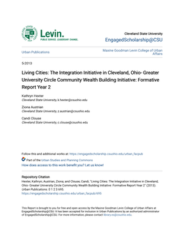 Living Cities: the Integration Initiative in Cleveland, Ohio- Greater University Circle Community Wealth Building Initiative: Formative Report Year 2