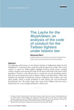 The Layha for the Mujahideen: an Analysis of the Code of Conduct for the Taliban Fighters Under Islamic Law