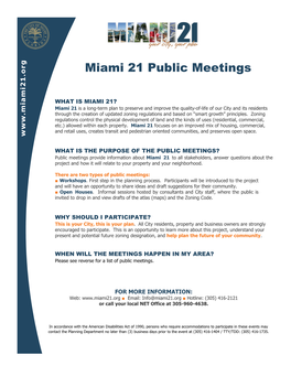 Miami 21 Public Meetings