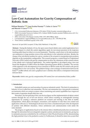 Low-Cost Automation for Gravity Compensation of Robotic Arm
