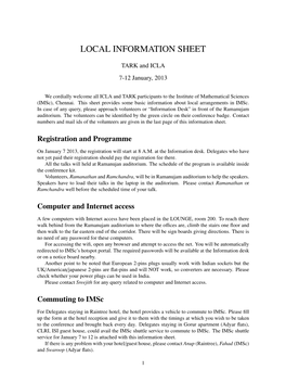 Local Information Sheet