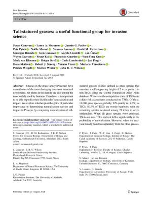 Tall-Statured Grasses: a Useful Functional Group for Invasion Science