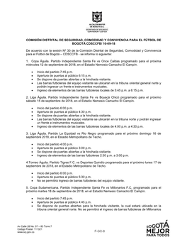 F-Gc-8 Comisión Distrital De Seguridad, Comodidad Y